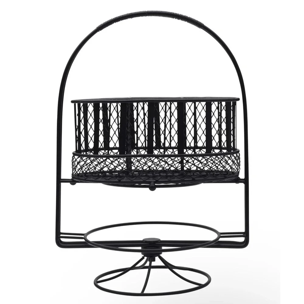 Mikasa Gourmet Basics Band Stripe Picnic Buffet Storage Caddy Farmhouse Metal